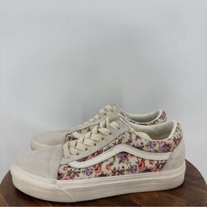 Vans Old Skool Floral Suede Canvas Sneakers Women’s 6.5 Cottagecore Skate Shoes